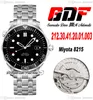 GDF Drive 300m Miyota 8215 Automatisk Mens Watch Ceramic White Emamel Diving Scale Bezel Black Dial 212.30.41.20.01.003 Rostfritt st￥larmband PURETIME E12C3