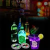 6cm Glow LED Coasters Light Lead Novely Lighting 4 LEDS 3M klistermärken Bottle Flashing Lamp High Quality Festival Christmas Night Bar Party