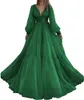 Długie puszyste rękawy Sukienka na bal maturę V Suknia A-Linia A-line Tiul Formalne suknie wieczorowe Plus Size Arabic Aso Ebi Ebi Stylowa impreza Księżniczka Formalna