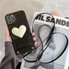 Collana Love Heart Custodie per iPhone 14 13 12 11 Pro Max XR XS 7 8 Plus SE2 SE3 Cordino regolabile Fessura per schede Portafoglio Frizione Staffa Cover posteriore Antiurto