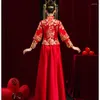 Vêtements ethniques Robe de mariée chinoise Traditionnelle Cheongsam Vintage Plus Taille Moderne Rouge Couple Qipao Jupe Femmes Homme Tang Costume Oriental