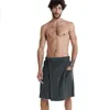 Men's Sleepwear Men Soft Wearable Bath Towel With Pocket Bathrobes Sleep Robes Shower Wrap Sauna Gym Swimming Holiday Spa Beach