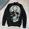 suéteres de grife masculino Cristal Skull malha de malha de capuz de manga longa Camisinho de manga longa Vintage Jumper Border