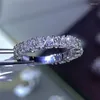 Bröllopsringar Waterdrop Crystal for Women Iced Out Zirconia White Gold Color Dainty Promise Ring Wholesale Jewelry Gift KCR064