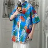 Men's Casual Shirts Flowers Printed Short Sleeve Button Down Hawaiian For Men Japanese Fashion Beach Shirt Mens Clothing Trends