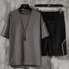 Men's Tracksuits T Shirt and Short Set Male Summer Casual Sleeve Tops Pants Suits Sports Running Streetwear Tshirts 221208