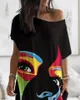 Party Dresses Women's Summer Dress Figure Print Pocket Design Cold Shoulder Casual 2022 Ladies Maxi Straight