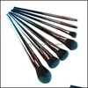 Other Household Sundries 7Pcs Other Household Sundries Flame Diamond Sets With Mental Handle Blue Dark Soft Brush Face Make Up Eyebr Dhbmh