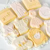 Moldes de cozimento Princesa acrílica Molde em relevo Feliz Aniversário Fondant Sugar Craft Cookies