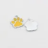 100 stig gul ename Dog Paw Alloy Charm Pendant för smycken tillverkning