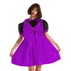 Casual Dresses PVC Big Bow Lovely Puff Sleeve Dress Vuxen Sissy Elegant Kawaii Lolita Gothic Party Halloween Costume S-7XL