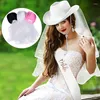 Bérets 1Pc mariée fête perle voile chapeau de Cowboy Cowgirl et Style occidental nouveauté parfait enterrement de vie de jeune fille fournitures