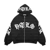 Hoodies das mulheres moletons zip hoodie floco de neve carta impressão goth punk moletom mulheres hoodies esporte casaco pulôver manga comprida oversized hoodie y2k jaqueta 221208