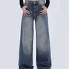 Dżinsowe dżinsy w stylu vintage proste workowate dżinsowe spodnie uliczne eleganckie projekt mody mody szeroką nogę spodni y2KC1DA