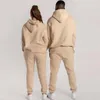 Women's Two Piece Pants Winter Sets Women Tracksuit Oversized Suit Men Autumn Trouser Male Sweatshirt Solid Sports Hoodie Sportswear 221207