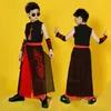 Etniczny styl odzieży hip-hopowy garnitur chłopięcy chińskie modne ubrania dla dzieci pokaż dziewczyny Jazz taniec uliczny kostiumy na wybiegu praktyka