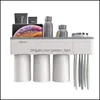 Zahnbürstenhalter Zahnbürstenhalter Badezimmerzubehör Tootaste Squeezer Dispenser Aufbewahrungsregal-Set für Badezimmer Magnetische Adsor Dhppz