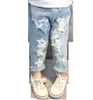 Trousers Baby Girls Jeans Star Print Pants For Elastic Waist Kids With Hole Autumn Novelty Clothes Infant 221207