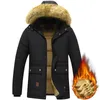 Mens Down Parkas tjock varm vinterparka fleece huva jacka kappa militär lastjackor plus storlek 8xl sammet 221207