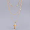Sautoirs Croix régulière portant collier tempérament de célébrité en ligne conception de niche sens chaîne de la clavicule vent froid cou 18K 221207