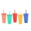 Mugs 710ml Straw Cup With Lid Color Changing Coffee Logo Reusable Cups Plastic Tumbler Matte Finish Mug