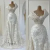 2023 prachtige zeemeermin trouwjurken bruidsjurk kanten applique parels kralen overkskirt trein op maat gemaakte strand country plus size vestido de novia