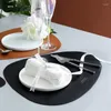 Tavolino 2 pezzi in pelle Cena in pelle resistente al calore Isolabile non lavabile Coffee cucina per cucina Nordic Style Pochemat