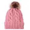 Winterfluweel dikke warme wollen gebreide hoed vrouwen gebreide Toque Pom Poms Fur Ball Beanie hoeden winddichte meisjes fleece gevoerde vrouwelijke ski sneeuwdop