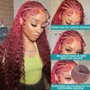 Bourgondische transparante Deep Wave Lace frontale pruik 13x4 rood gekleurde Braziliaanse remy t deel krullende mensenpruiken voor vrouwen