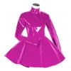 Abiti casual a maniche lunghe abito da donna dolcevita per pelle in PVC elegante festa carina Lolita taglie forti damigella d'onore