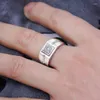 Cluster Anneaux De Luxe Hommes 925 Bijoux En Argent Avec Zircon Gemstone Bague Accessoires Pour Mariage Fiançailles Promesse Partie En Gros