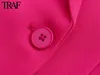 Blazer da donna Blazer Traf Women abbigliamento Spring Autumn Autunno a conchiglia a conchiglia tasca rosa Office Chic Giacca giacca 221207