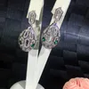 Luxury brand jewelry snake earrings for women fashion design animal 925 sterling silver silver color drop snake earrings with green eyes