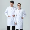 Cotton Monochrome Men's Nursing Coat Lab Uniform Dental Health Workwear Uniform M-4XL New Long Sleeve White Pet Shop-Coat