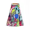 Skirts Sr Summer Women Cartoon Printing Midi Pleated Skirt Floral High Elasticity Jupe Femme Green Plus Size Mx190731 Drop Delivery Dh42L