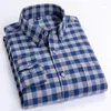 Men's Casual Shirts Luxury Flannel Shirt Men Autumn Cotton Blue And Black Plaid Dress Camisa Long Sleeve Smart Button Down Wear Checkered