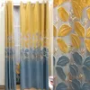 Cortina moderna e simples de flanela chinesa bordada cortinas de duas cores para o quarto da sala de jantar vivo