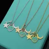 Designer green star and moon necklace couple stainless steel chain Gift for girlfriend Luxury jewelry accessories wholesale with box