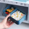 Dinnerware Sets 2 Grids Plastic Sealed Lunch Box With Tableware Leak Proof Picnic Bento Boxes Kitchen Storage Container For Child