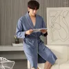 Erkek pijama erkek 2023 kore tarzı ilkbahar yaz ev eğlence renk gevşek El bornoz erkek moda yüksek kaliteli pijama