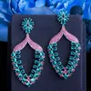 Boucles d'oreilles pendantes trois grâces luxueuses en zircone cubique vert clair pour femmes, bijoux de bal de mariage à la mode ER641