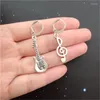 Backs Earrings Guitar And Music Note Minimalist Musical Instrument Mismatch Leverback Lover Gift
