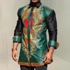 Etnische Kleding Mens Groen Afrikaanse Dashiki Print Button Down Overhemden Slanke Lange Mouw Kleding Mannen Traditionele Shirt Outfit2229