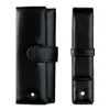 Promotion Black Leather Pen Bag office stationery Fashion pencil case for single pen
