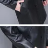 Kvinnor l￤der 2022 Autumn Winter Women's Jacket Fashion Slim Medium Long Bomber Coat Female Thin Windbreaker Ytterkl￤der