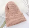 Unisex Wool Knit thick acrylic Hat Candy Colors Woman Classic fleece lined Hat Wide Brim men women warm velvet beanie cap outdoor skiiing snow hats