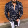 Men's Casual Shirts 2022 Summer Long Sleeve Tops Button Turn-down Collar ShirtMens Vintage Floral Print Beach Fashion StreetwearMen