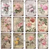 CAFES Rose Metal Painting Plaque Vintage Metal Tin Sign Wall Decor for Garden Kitchen Flower Iron Paintings 20cmx30cm Woo