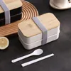 Conjuntos de utensílios de jantar bento caixa japonês estilo 2 níveis compartimentos de almoço para crianças meninos meninos e homens homens adultos refeições preparar