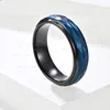 6 mm Rhombus czarny kolor dwukolorowy stalowy zespół pierścieniowy dla mężczyzn Hip Hop Fine Jewelry